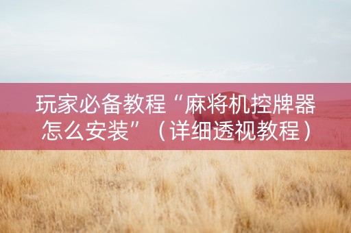 玩家必备教程“麻将机控牌器怎么安装”（详细透视教程）-哔哩哔哩