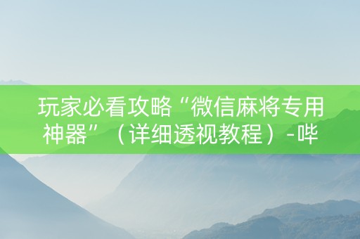 玩家必看攻略“微信麻将专用神器”（详细透视教程）-哔哩哔哩
