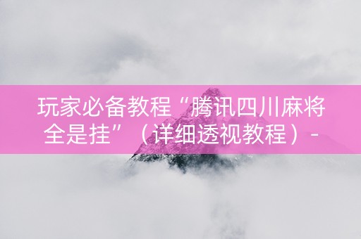 玩家必备教程“腾讯四川麻将全是挂”（详细透视教程）-哔哩哔哩