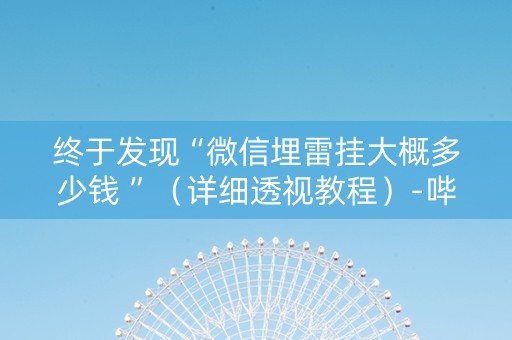 终于发现“微信埋雷挂大概多少钱 ”（详细透视教程）-哔哩哔哩