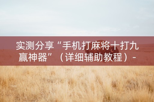 实测分享“手机打麻将十打九赢神器”（详细辅助教程）-哔哩哔哩