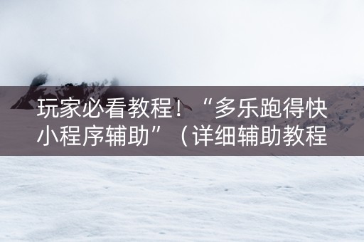 玩家必看教程！“多乐跑得快小程序辅助”（详细辅助教程）-哔哩哔哩
