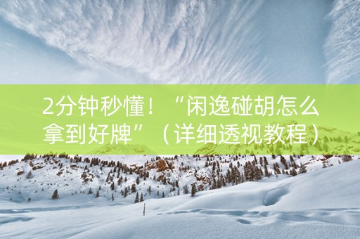 2分钟秒懂！“闲逸碰胡怎么拿到好牌”（详细透视教程）-哔哩哔哩
