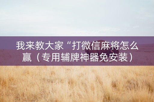 我来教大家“打微信麻将怎么赢（专用辅牌神器免安装）