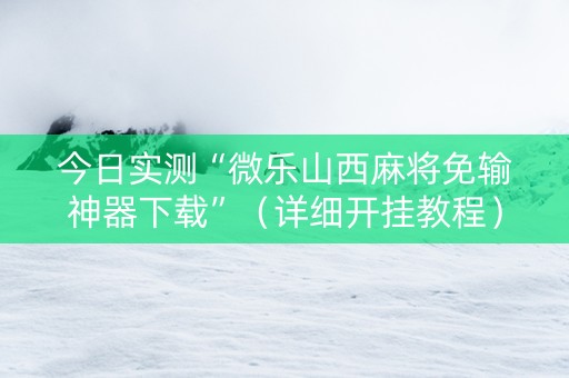 今日实测“微乐山西麻将免输神器下载”（详细开挂教程）-哔哩哔哩