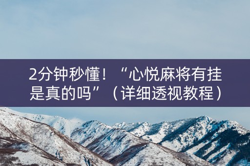 2分钟秒懂！“心悦麻将有挂是真的吗”（详细透视教程）-哔哩哔哩