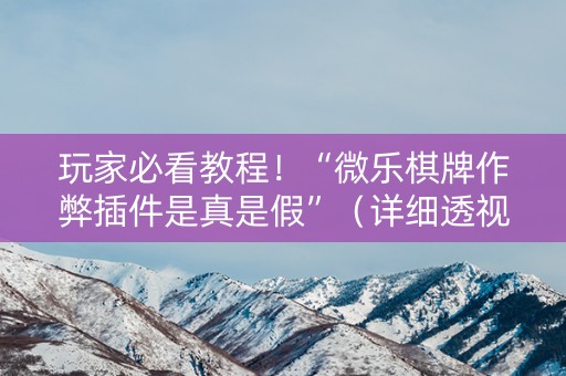 玩家必看教程！“微乐棋牌作弊插件是真是假”（详细透视教程）-哔哩哔哩