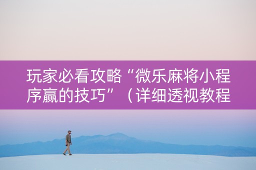 玩家必看攻略“微乐麻将小程序赢的技巧”（详细透视教程）-哔哩哔哩