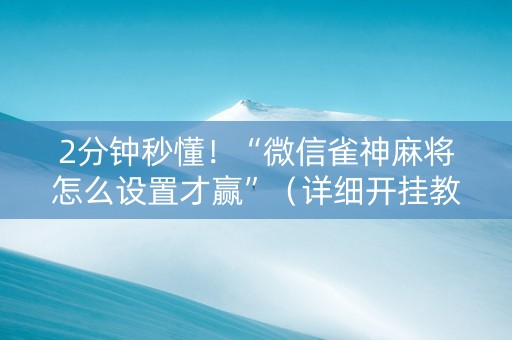 2分钟秒懂！“微信雀神麻将怎么设置才赢”（详细开挂教程）-哔哩哔哩