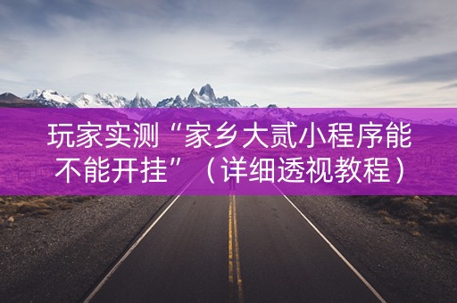 玩家实测“家乡大贰小程序能不能开挂”（详细透视教程）-哔哩哔哩