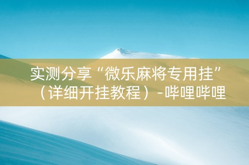 实测分享“微乐麻将专用挂”（详细开挂教程）-哔哩哔哩