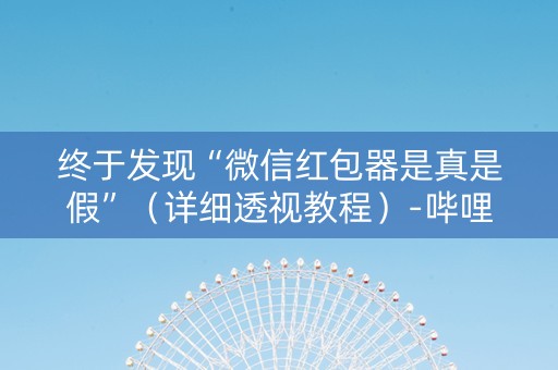 终于发现“微信红包器是真是假”（详细透视教程）-哔哩哔哩