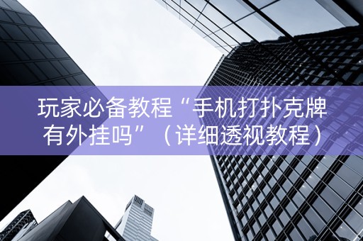 玩家必备教程“手机打扑克牌有外挂吗”（详细透视教程）-哔哩哔哩