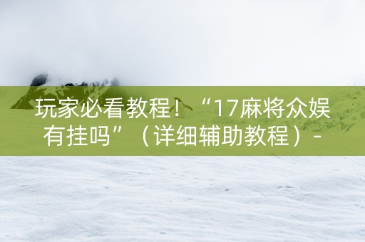 玩家必看教程！“17麻将众娱有挂吗”（详细辅助教程）-哔哩哔哩