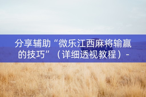 分享辅助“微乐江西麻将输赢的技巧”（详细透视教程）-哔哩哔哩