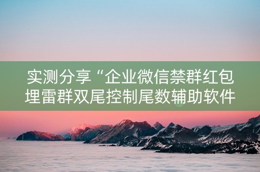实测分享“企业微信禁群红包埋雷群双尾控制尾数辅助软件”（详细透视教程）-哔哩哔哩
