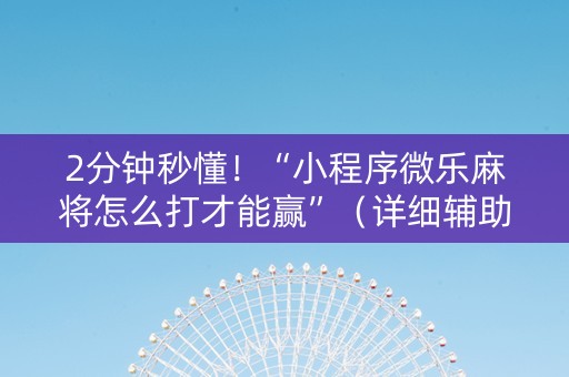 2分钟秒懂！“小程序微乐麻将怎么打才能赢”（详细辅助教程）-哔哩哔哩