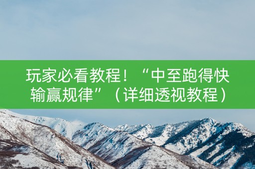 玩家必看教程！“中至跑得快输赢规律”（详细透视教程）-哔哩哔哩