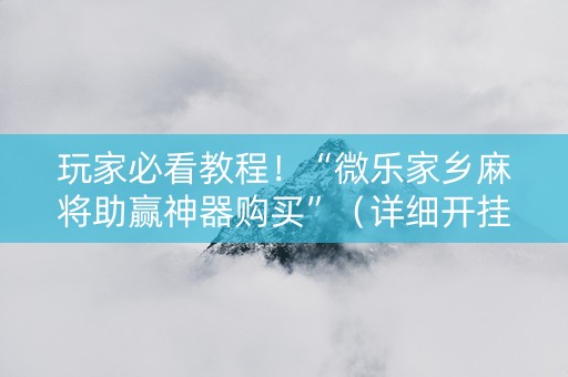 玩家必看教程！“微乐家乡麻将助赢神器购买”（详细开挂教程）-哔哩哔哩