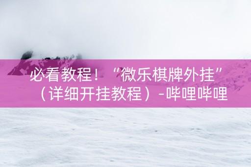 必看教程！“微乐棋牌外挂”（详细开挂教程）-哔哩哔哩