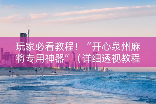 玩家必看教程！“开心泉州麻将专用神器”（详细透视教程）-哔哩哔哩