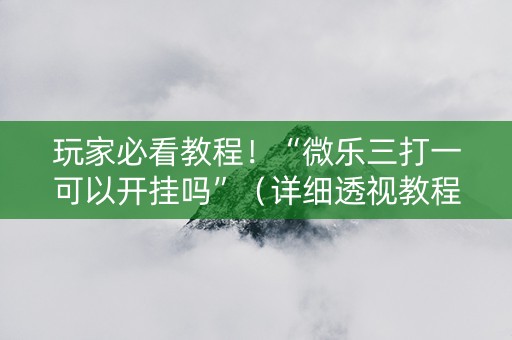 玩家必看教程！“微乐三打一可以开挂吗”（详细透视教程）-哔哩哔哩