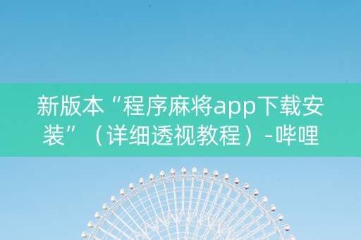 新版本“程序麻将app下载安装”（详细透视教程）-哔哩哔哩
