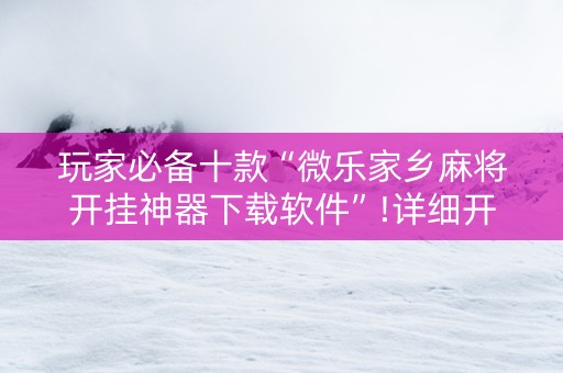 玩家必备十款“微乐家乡麻将开挂神器下载软件”!详细开挂教程-知乎