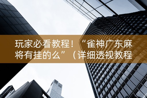 玩家必看教程！“雀神广东麻将有挂的么”（详细透视教程）-哔哩哔哩