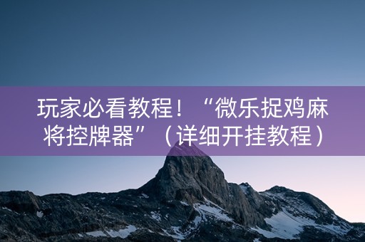 玩家必看教程！“微乐捉鸡麻将控牌器”（详细开挂教程）-哔哩哔哩