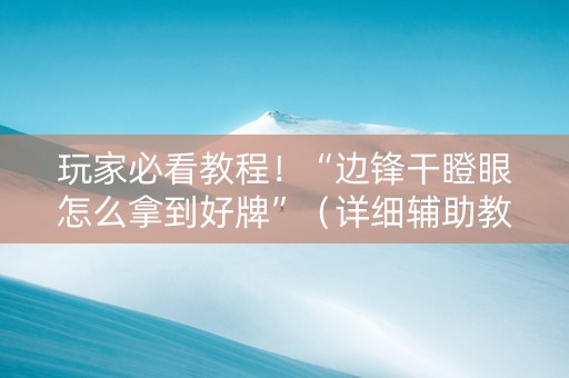 玩家必看教程！“边锋干瞪眼怎么拿到好牌”（详细辅助教程）-哔哩哔哩