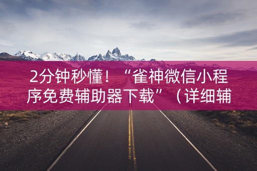 2分钟秒懂！“雀神微信小程序免费辅助器下载”（详细辅助教程）-哔哩哔哩