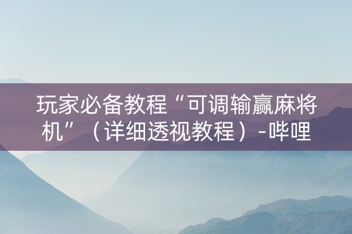 玩家必备教程“可调输赢麻将机”（详细透视教程）-哔哩哔哩