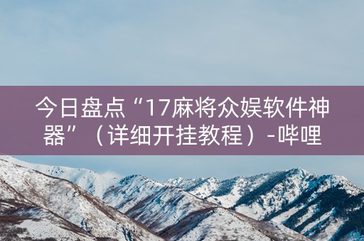 今日盘点“17麻将众娱软件神器”（详细开挂教程）-哔哩哔哩