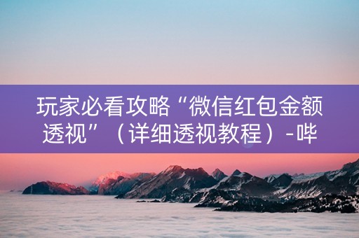 玩家必看攻略“微信红包金额透视”（详细透视教程）-哔哩哔哩