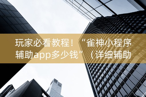 玩家必看教程！“雀神小程序辅助app多少钱”（详细辅助教程）-哔哩哔哩