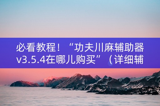 必看教程！“功夫川麻辅助器v3.5.4在哪儿购买”（详细辅助教程）-哔哩哔哩