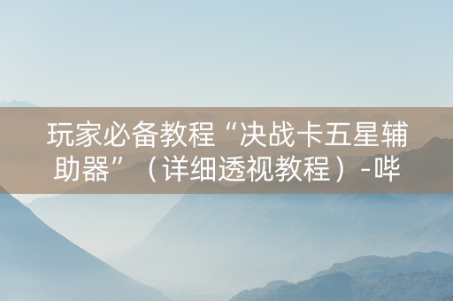 玩家必备教程“决战卡五星辅助器”（详细透视教程）-哔哩哔哩
