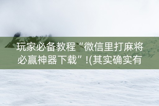 玩家必备教程“微信里打麻将必赢神器下载”!(其实确实有挂)-知乎