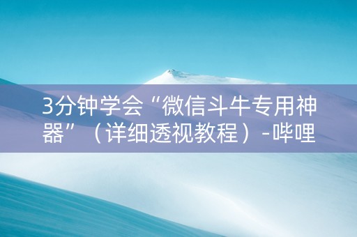 3分钟学会“微信斗牛专用神器”（详细透视教程）-哔哩哔哩