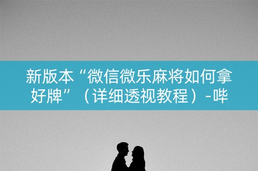新版本“微信微乐麻将如何拿好牌”（详细透视教程）-哔哩哔哩
