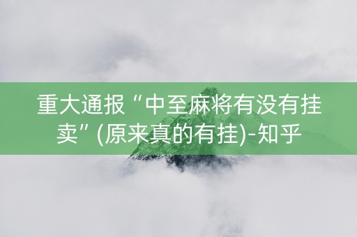 重大通报“中至麻将有没有挂卖”(原来真的有挂)-知乎