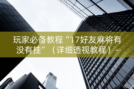 玩家必备教程“17好友麻将有没有挂”（详细透视教程）-哔哩哔哩