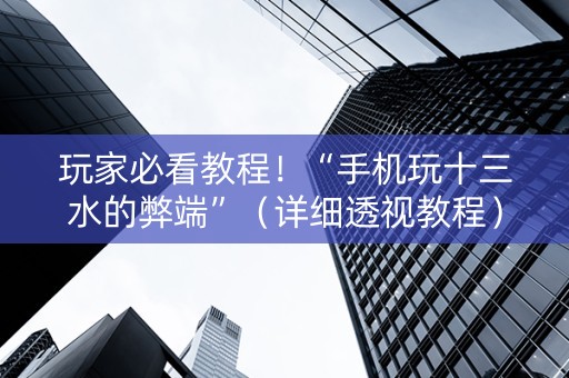 玩家必看教程！“手机玩十三水的弊端”（详细透视教程）-哔哩哔哩