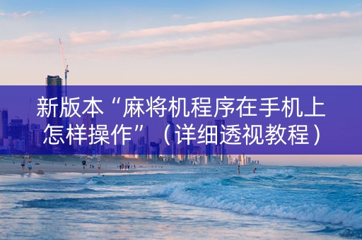 新版本“麻将机程序在手机上怎样操作”（详细透视教程）-哔哩哔哩