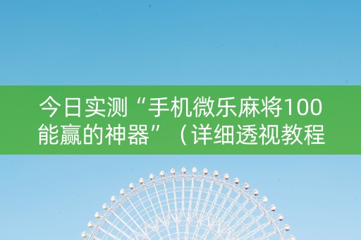 今日实测“手机微乐麻将100能赢的神器”（详细透视教程）-哔哩哔哩