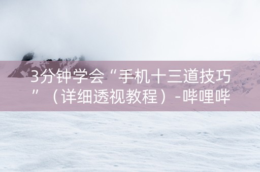 3分钟学会“手机十三道技巧”（详细透视教程）-哔哩哔哩