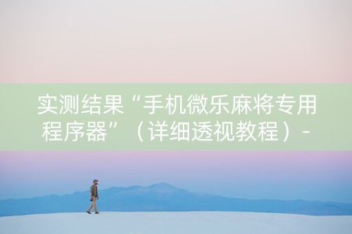 实测结果“手机微乐麻将专用程序器”（详细透视教程）-哔哩哔哩