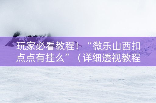 玩家必看教程！“微乐山西扣点点有挂么”（详细透视教程）-哔哩哔哩