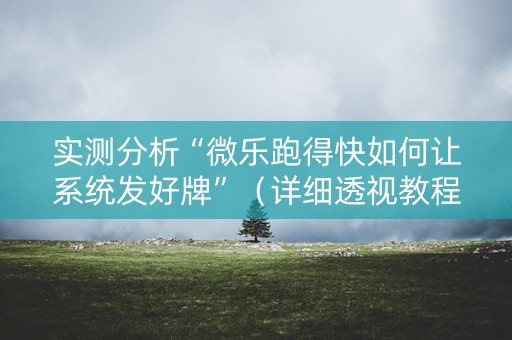 实测分析“微乐跑得快如何让系统发好牌”（详细透视教程）-哔哩哔哩